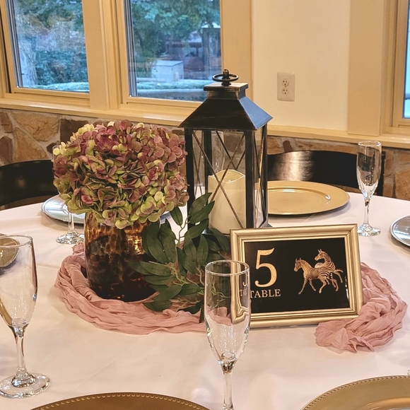 Framed Event Table Numbers (1-14) for Zoo, Safari Party/Wedding Gold/Black, 5x7 - Picture 3 of 4